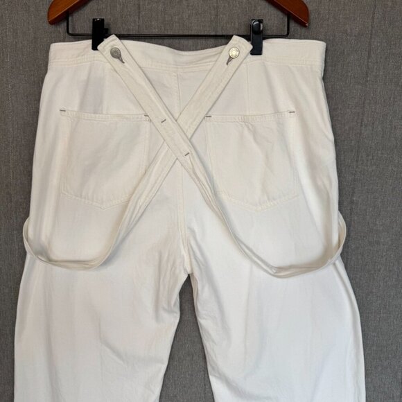 Gap White Ecru High Waist Wide-Leg Suspender Jeans With Washwell Size 16 Short - Picture 7 of 17